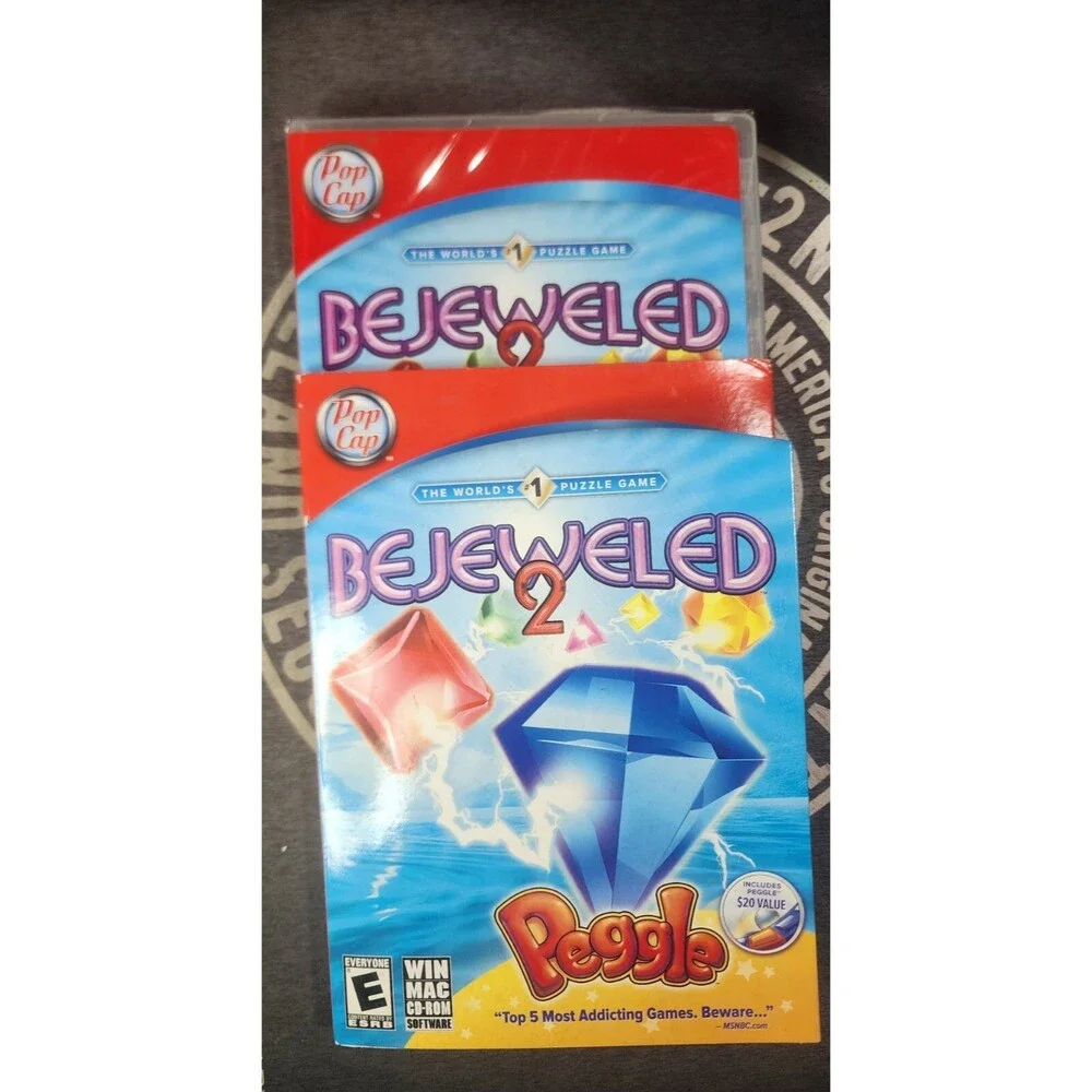 Bejeweled 2 With Peggle PC Game (Windows/Mac, 2009) New In Slip Cover